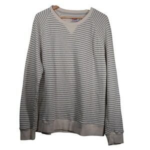 Grayers Dalton Terry Crew in White/Navy Stripe Size XL